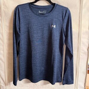 Under Armour Navy Heather Long Sleeve Performance Tee Heat Gear Size Medium